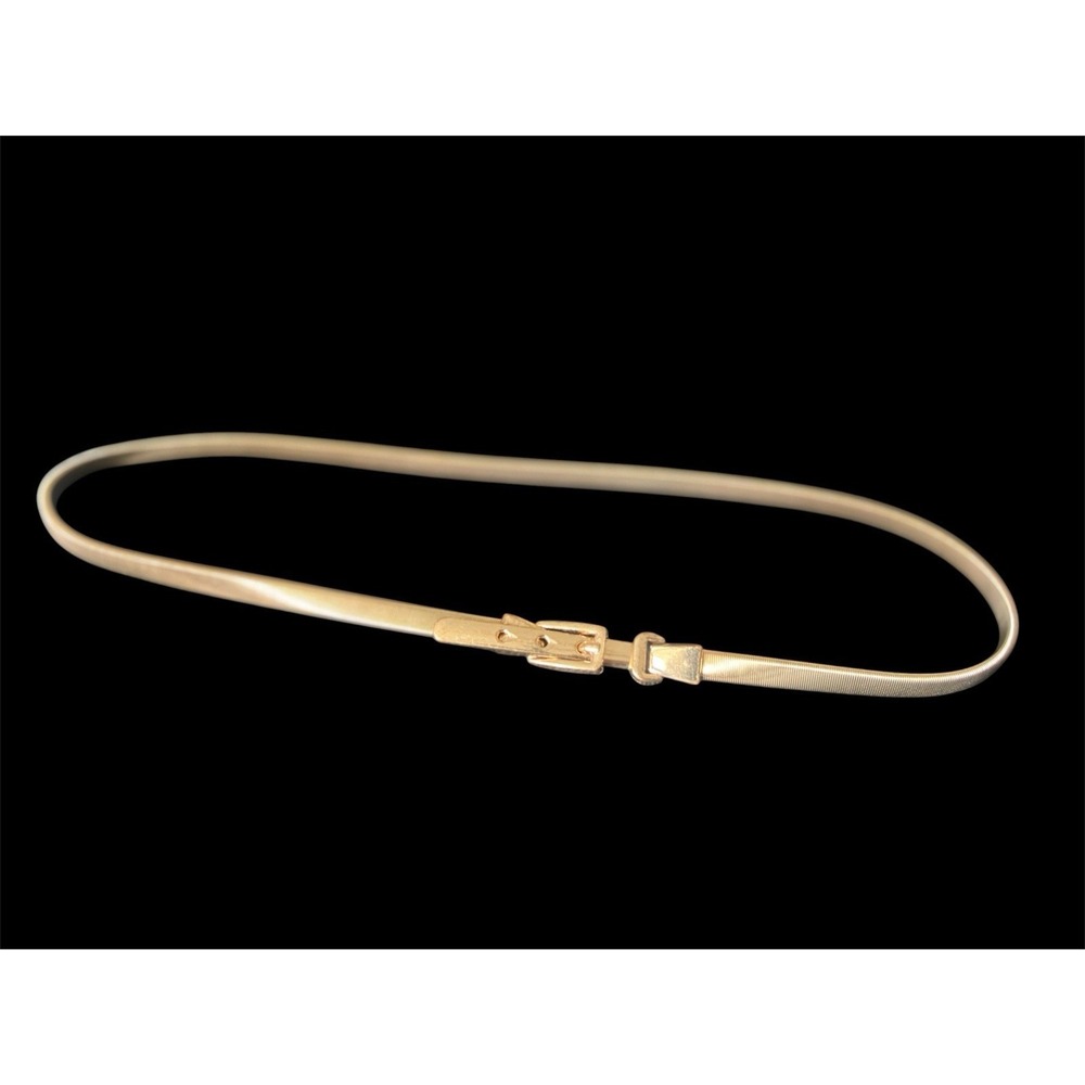 Gold Chain Stretch Belt Skinny Metallic Elastic Dress Cinch Belt S/M Chic